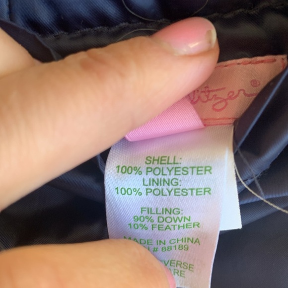 💙 LILLY PULITZER 2-in-1 NAVY PINK REVERSIBLE PUFFER JACKET down father XL Floral - Picture 12 of 16
